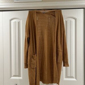 Charlotte Russe Open-Front Long Cardigan in Camel Brown